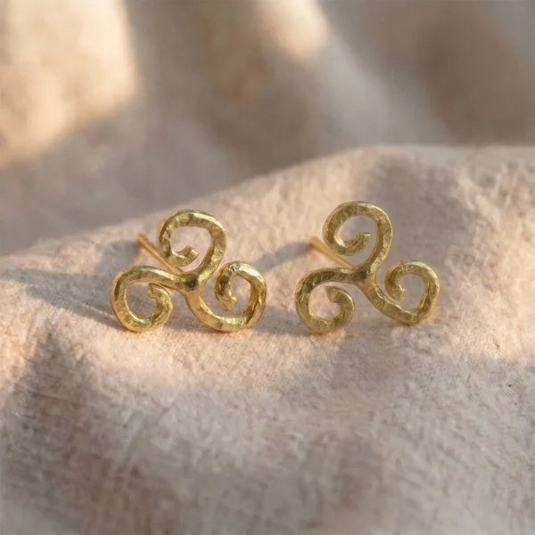 Handmade 18ct Yellow Gold Triskeles Celtic Love Knot Earrings
