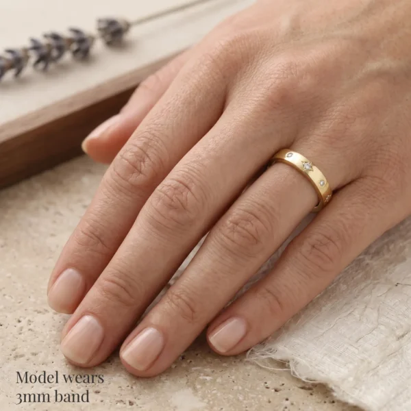 The Starbeck: Handmade 18ct Yellow Gold Star Set Diamond or Moissanite Ring